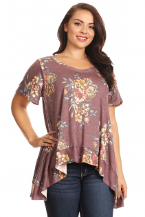 DESERE TUNIC IN BURGUNDY FLORAL